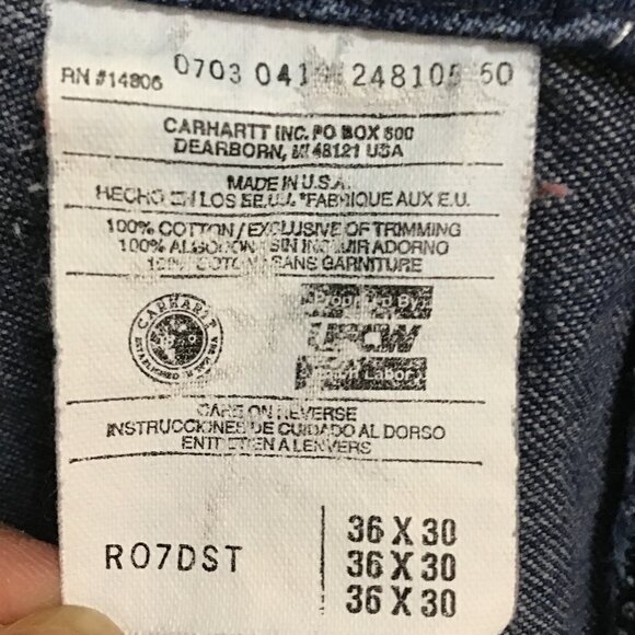 Vintage Men's Carhartt Medium Wash Overalls with Brass Hardware Size 36 x 30 - Picture 10 of 12